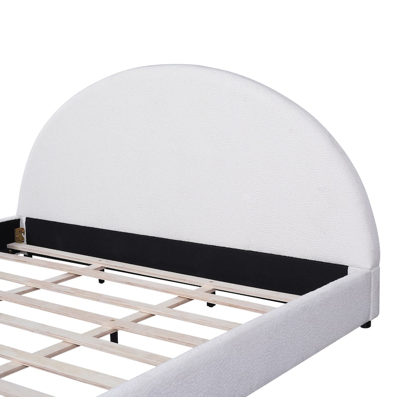 Christopher Knight Home - Luis Boucle Upholstered Bed Frame with Half-Round Headboard