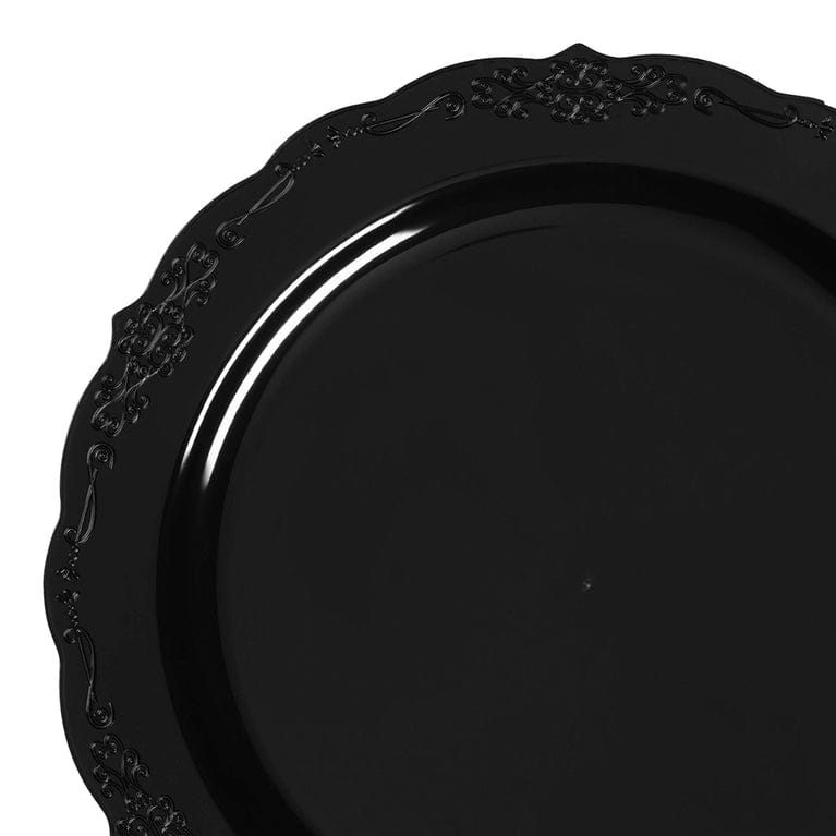 Vintage Rim Round Disposable Plastic Plate Packs - Party Supplies