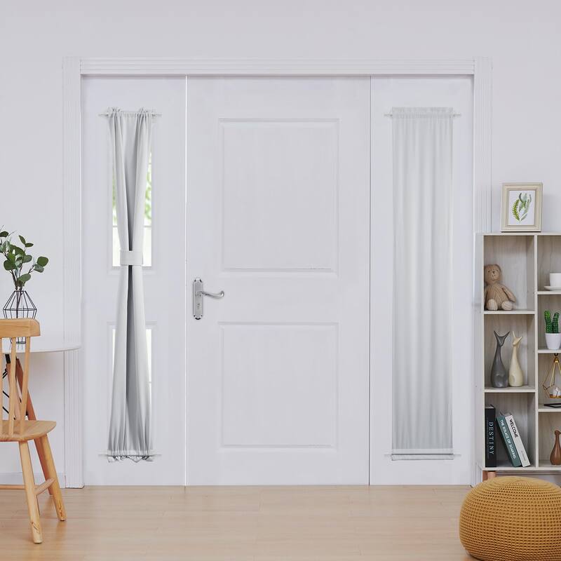 Deconovo French Door Curtain with Rod Pocket and Tieback 1 Panel - W12 x L72 - Silver Grey
