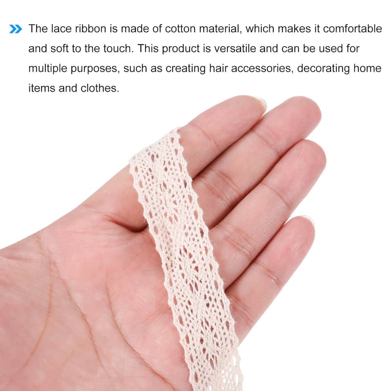 Lace Ribbon Cotton Lace Trim for Craft,Gift Wrappers,Headbands,Wedding - Beige