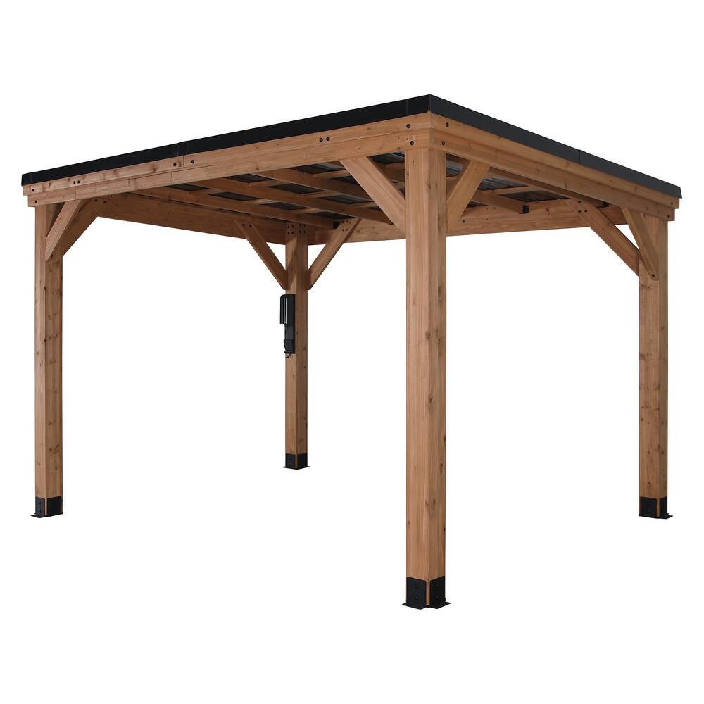 Backyard Discovery Arcadia 12x9.5' Cedar Wood Gazebo with Steel Roof