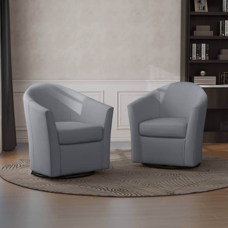 Linen Armchair Swivel Barrel Accent Chairs for Living Room