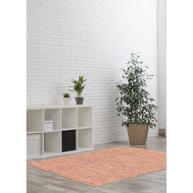 ECARPETGALLERY Braid weave Sienna Red Wool Rug - 5'1 x 7'6