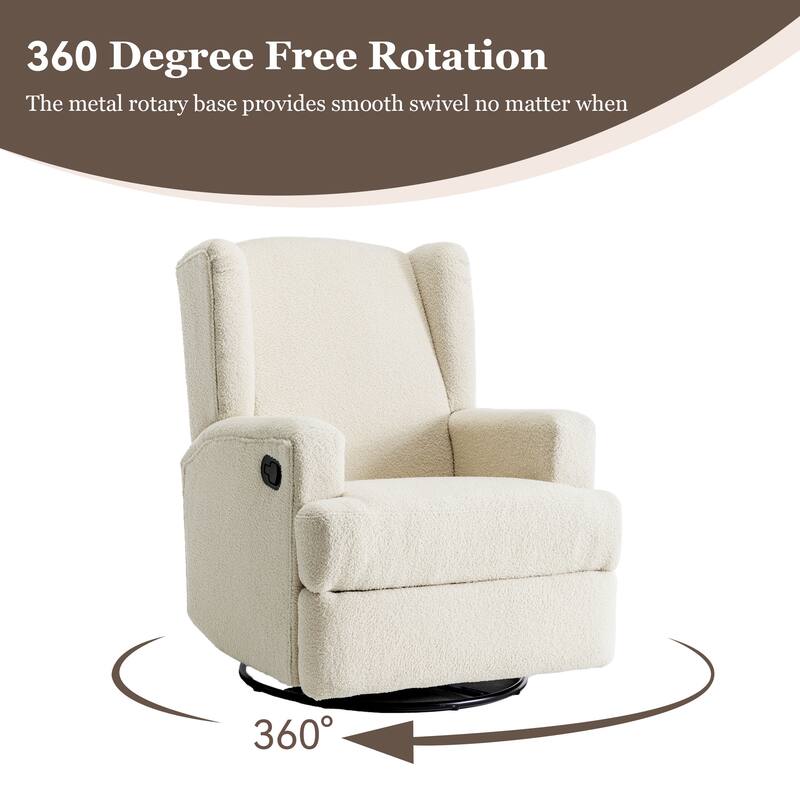 31'' W Wingback Manual Glider Swivel Rocker Recliner Nursery Chair