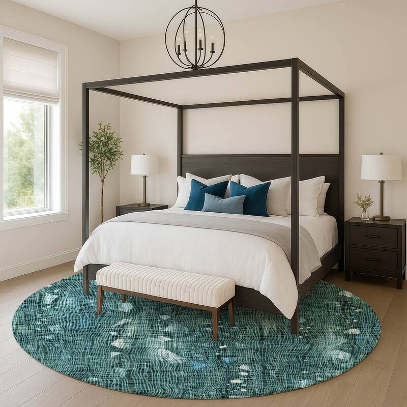 Premium Washable Super Soft Contempo Glam Mayfield Rug - Teal - 8' x 8'