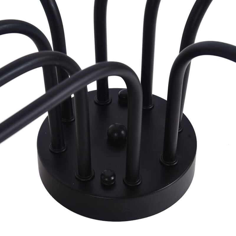 8-Light Modern Black Linear Sputnik Semi-Flush Mount Light Industrial Spider Ceiling Light