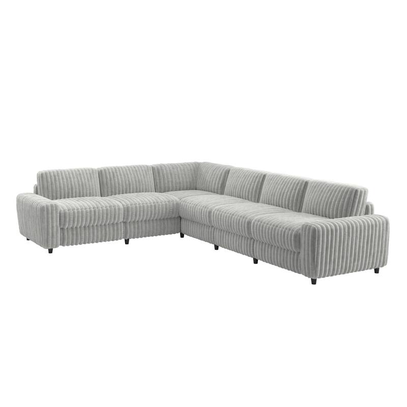 Veyron Furry Channel Fabric Down-filled 5-Seat Modular Sectional Sofa by iNSPIRE Q Modern