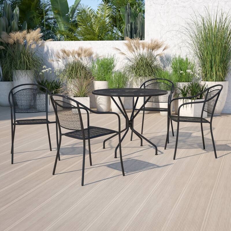 35.25-inch Round 5-piece Indoor/ Outdoor Steel Dining Set