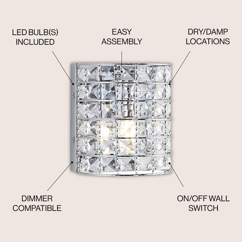 Jayne Deco 3-Light Metal/Crystal Classic Glam LED Vanity Light, by JONATHAN Y