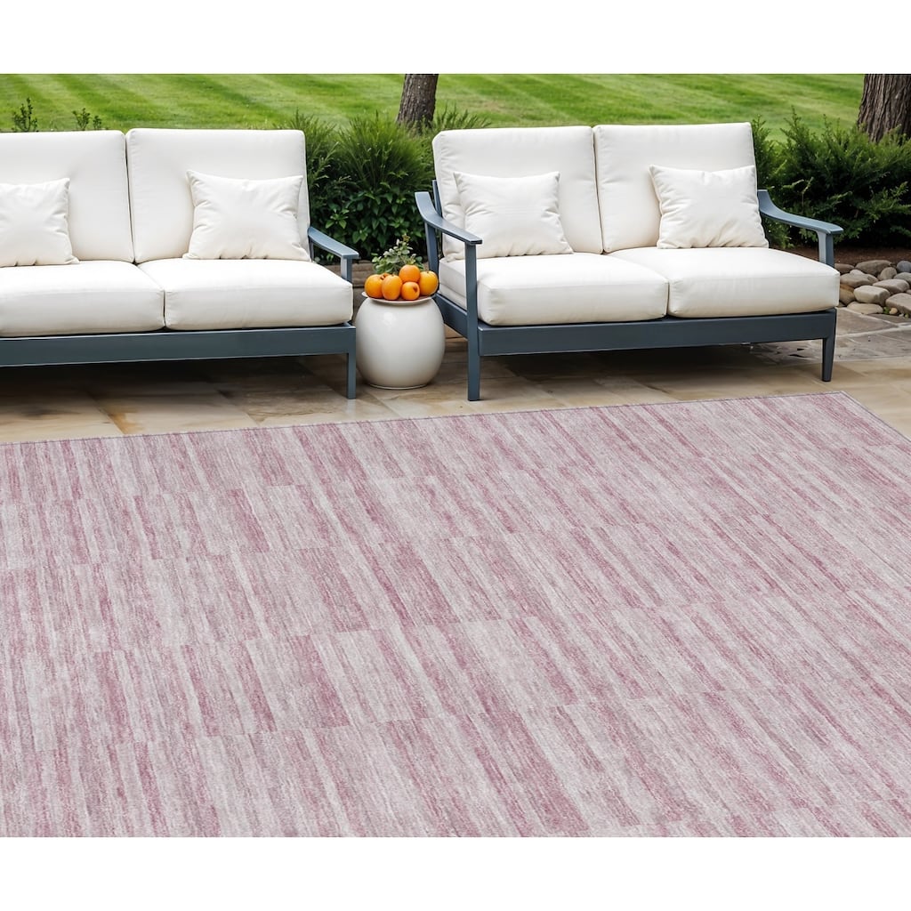 HomeRoots Striped Transitional Rectangle Outdoor Rug