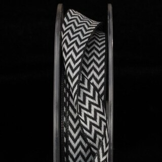 Shop Woven Black And White Chevron Wired Craft Ribbon 22mm X 108 Yards Overstock 16672944 | black white wide stripe 4 wired edge ribbon 3 yards. overstock com