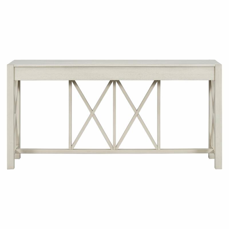 60" Acacia Veneer Console Table with 4 Spacious Drawers