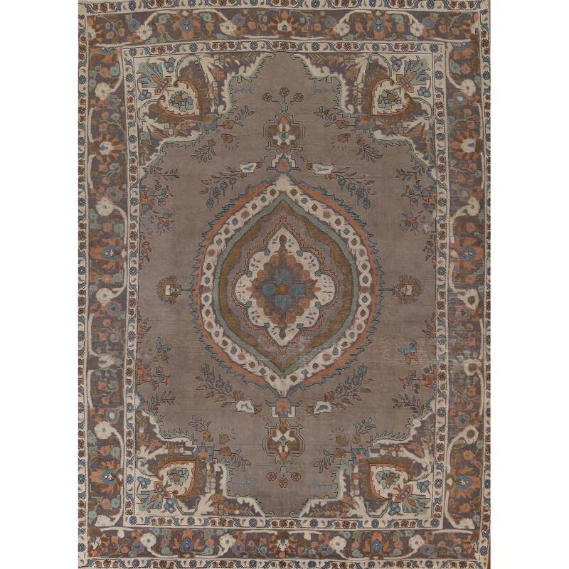 Over-Dyed Tabriz Persian Vintage Rug Hand-Knotted Wool Carpet - 6'10"x 9'2"