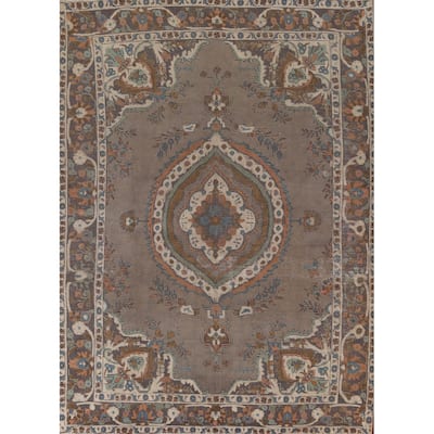 Over-Dyed Tabriz Persian Vintage Rug Hand-Knotted Wool Carpet - 6'10"x 9'2"