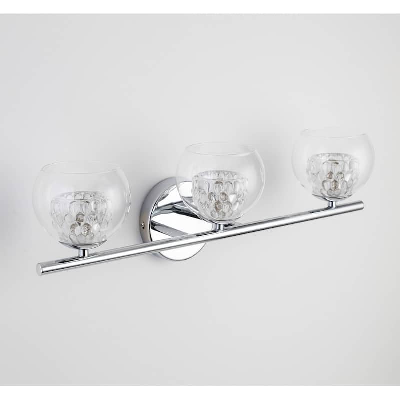 3-Light Modern Bath Wall Mounted Lights with Glass Shade - chrome