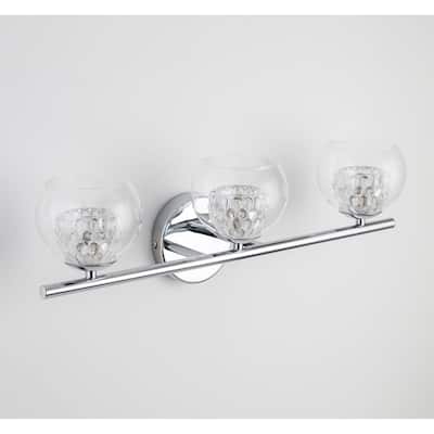 3-Light Modern Bath Wall Mounted Lights with Glass Shade