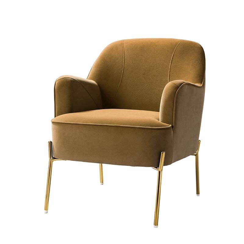 Marina Modern Velvet Accent Chair with Golden Legs Set of 2 by HULALA HOME