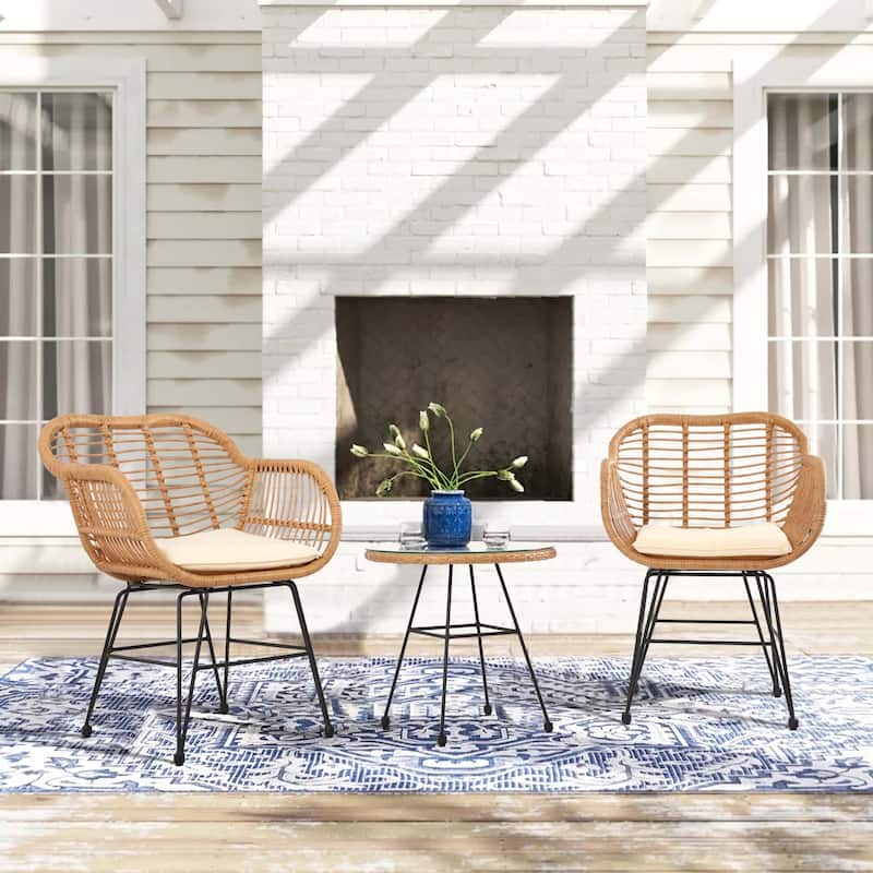 Vrakae Upgraded 3 Piece Outdoor Patio Bistro Set - Beige