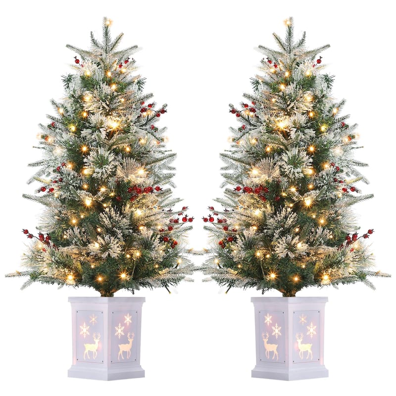 2pcs 3 FT Christmas Tree, Pre-Lit Christmas Tree with 78 LED Lights, Battery-Powered，Artificial Christmas Tree - 21.7x21.7x36in - Green