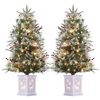 2pcs 3 FT Christmas Tree, Pre-Lit Christmas Tree with 78 LED Lights, Battery-Powered，Artificial Christmas Tree - 21.7x21.7x36in
