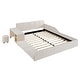 preview thumbnail 24 of 95, Velvet Grounded Bed Mother & Child Bed Platform Slat Bed Frame with Little Round Stool and Bedside Desk for Growing Child