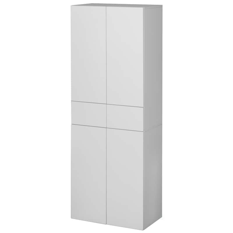 66" Kitchen Pantry Cabinet with 4 Doors, 3 Adjustable Shelves, 2 Cabinets with 1 Drawer – Elegant Freestanding Farmhouse Storage