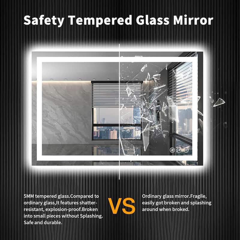 40x32 Inch Frameless LED Bathroom Mirror,Smart Mirror - White
