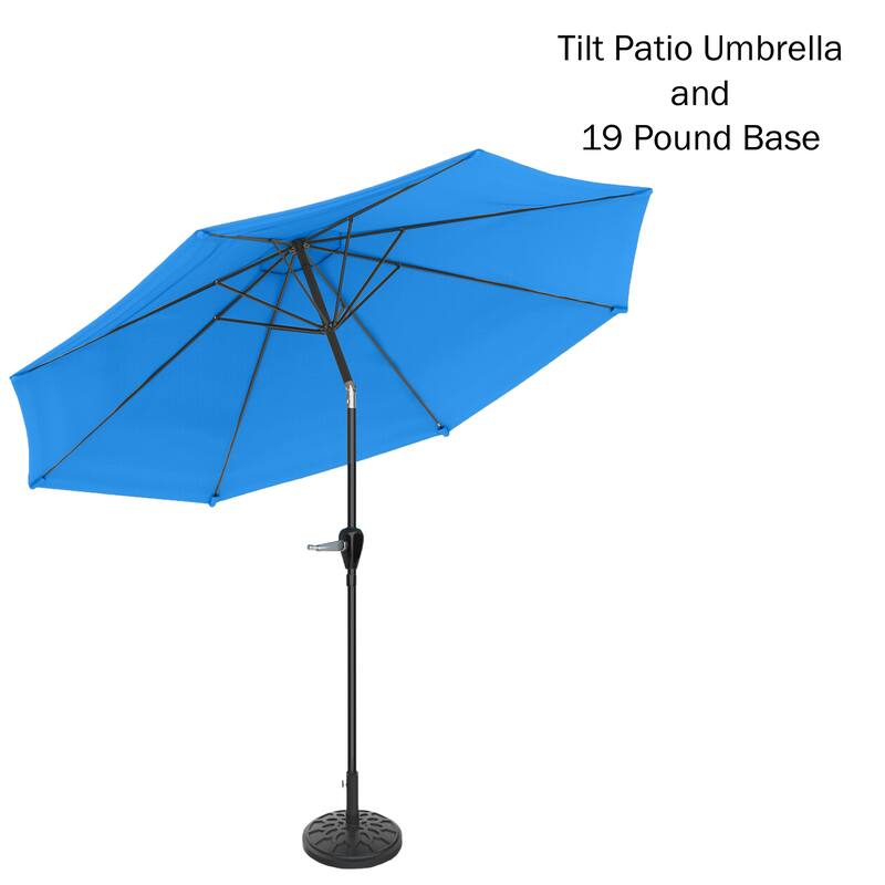 Pure Garden 10-Foot Tilting Patio Umbrella with Base - Overstock - 37275628