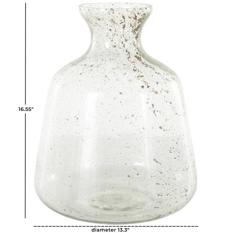 Glass Speckled Vase with Brown Accents - Clear - Roche River Decor