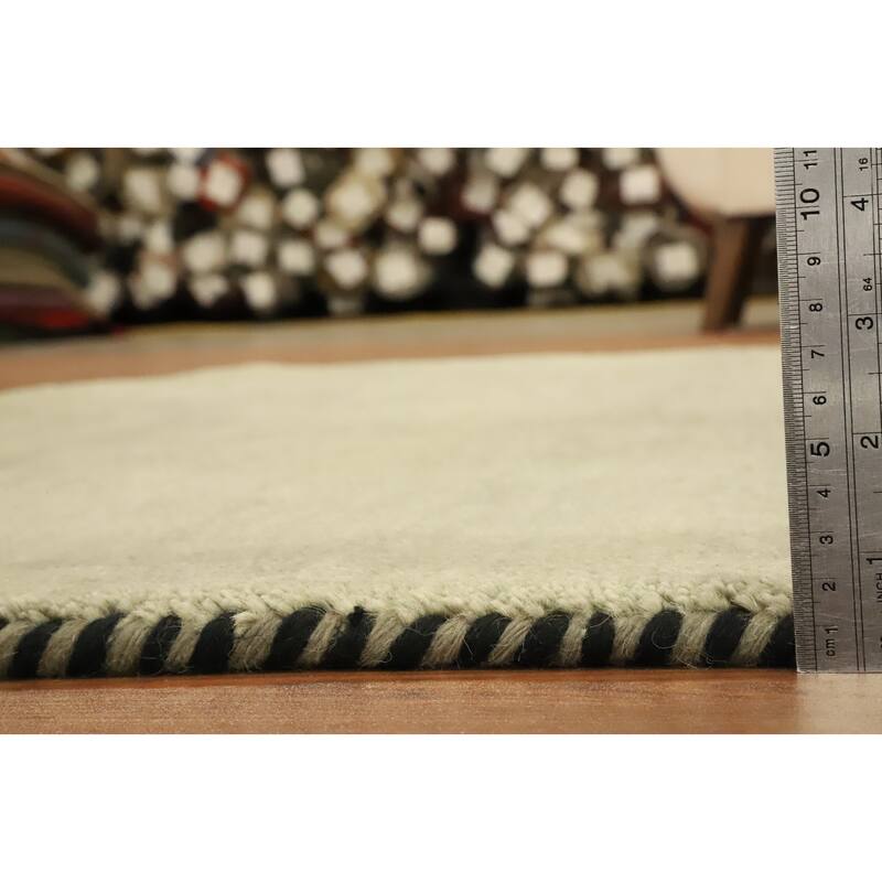 Hand Knotted Oriental 100% Wool Carpet Modern Stripe Multi-Colored Gabbeh Area Rug - 8' 0'' X 5' 2''