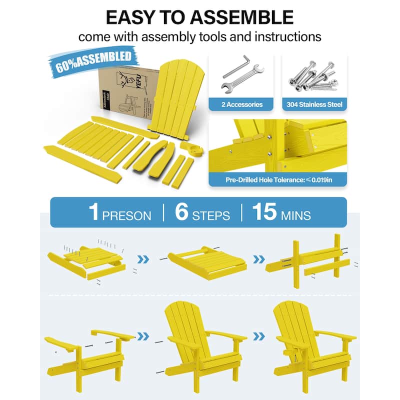 WINSOON All Weather HIPS Outdoor Plastic Adirondack Chair