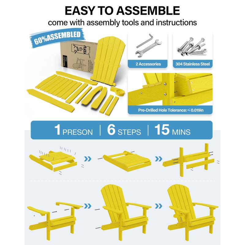 WINSOON All Weather HIPS Outdoor Plastic Adirondack Chairs Set of 2