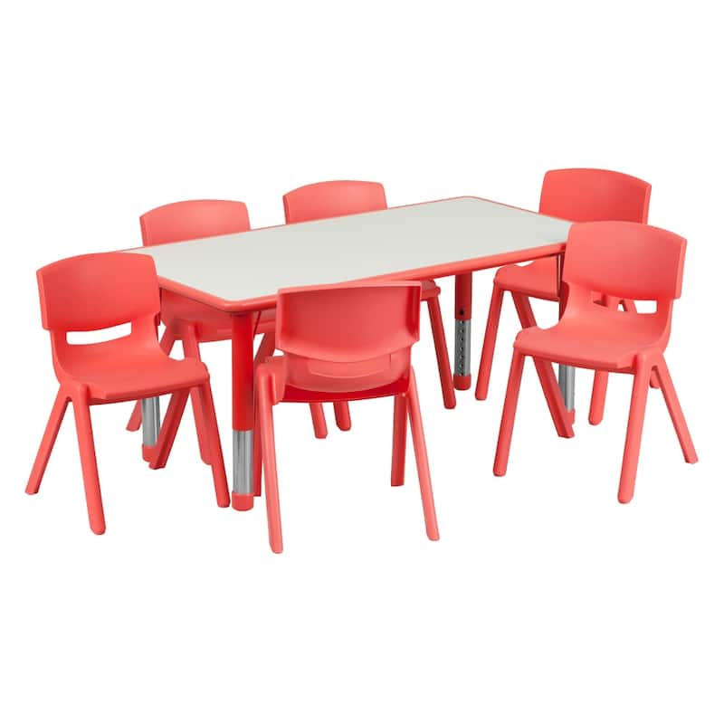 23.625"W x 47.25"L Rectangle Plastic Activity Table Set with 6 Chairs