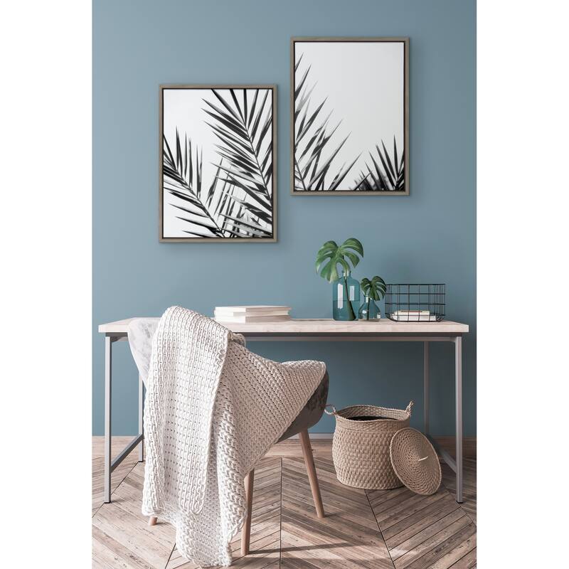 Kate and Laurel Sylvie Palm I and II BW Framed Canvas by Amy Lighthall