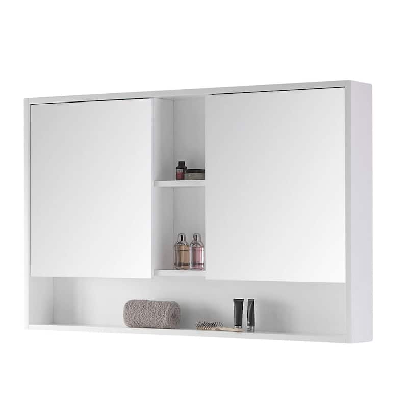 Fine Fixtures Surface Mount Bathroom Medicine Cabinet - 48" - Matt White Paint