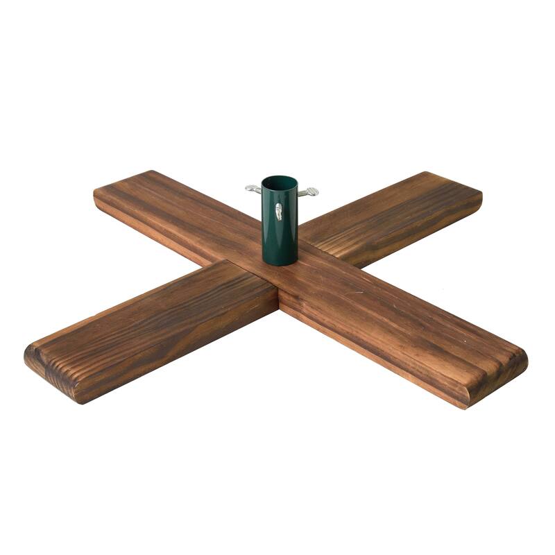 Dark Wood Artificial Christmas Tree Stand - For Trees up to 7.75ft Tall - Brown - 21