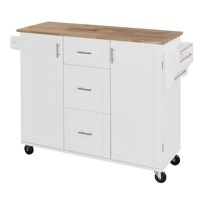 Kitchen Island with 2 Slide-Out Shelf and Internal Storage Rack