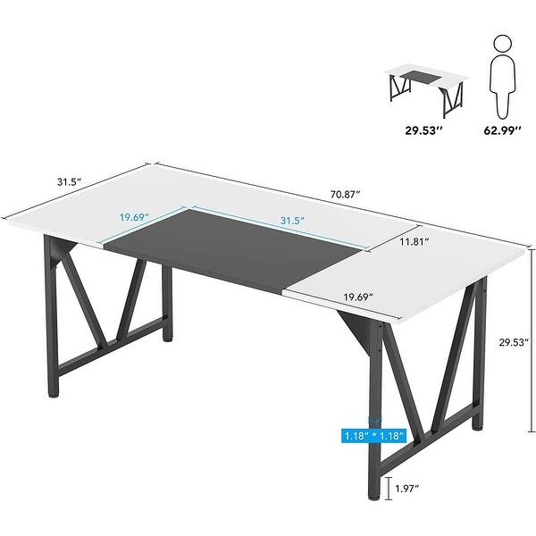 6FT Conference Meeting Table for 6, Modern Rectangular 70.87'' Training Seminar Tables for