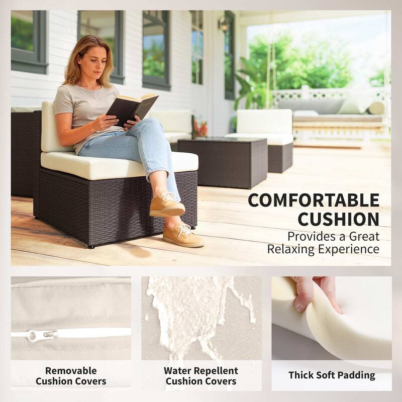 Outsunny 7 Piece Patio Furniture Set, Wicker Outdoor Sectional Sofa Set