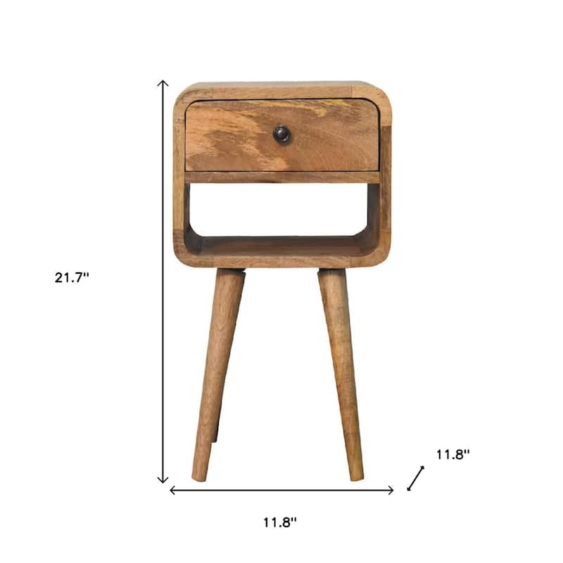 HomeRoots 22" Oak Solid Wood Square One Drawer Nightstand