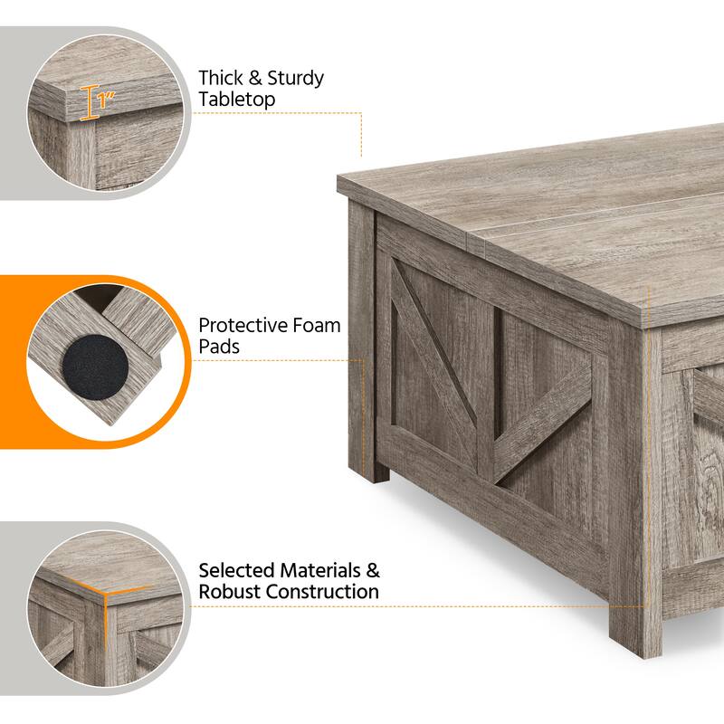 Yaheetech Square Lift-Top Coffee Table with Hidden Compartments for Living Room