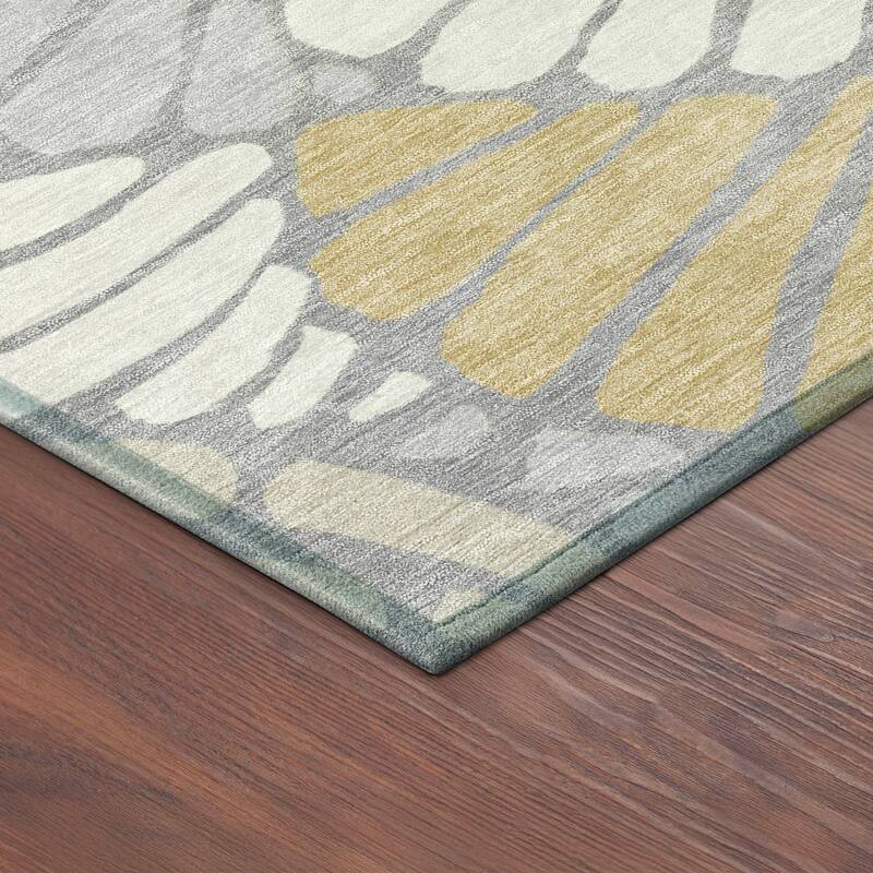 Machine Washable Indoor/ Outdoor Floral Modern Chantille Rug