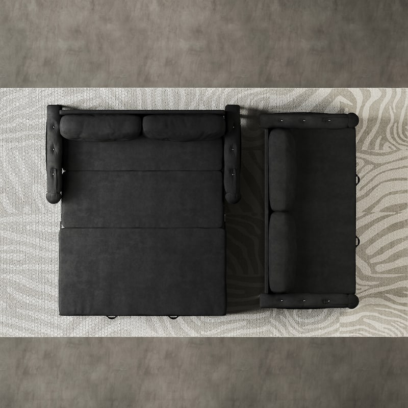 66.2" Queen Pull Out Sofa Bed, Hydraulic System Convertible Sleeper Sofa with Storage and 2 Soft Pillows, Tufted Button Upholste - N/A