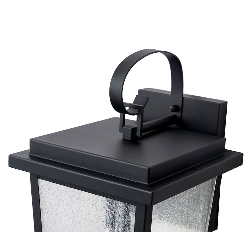 Large Black Outdoor Wall Sconce with Seeded Glass