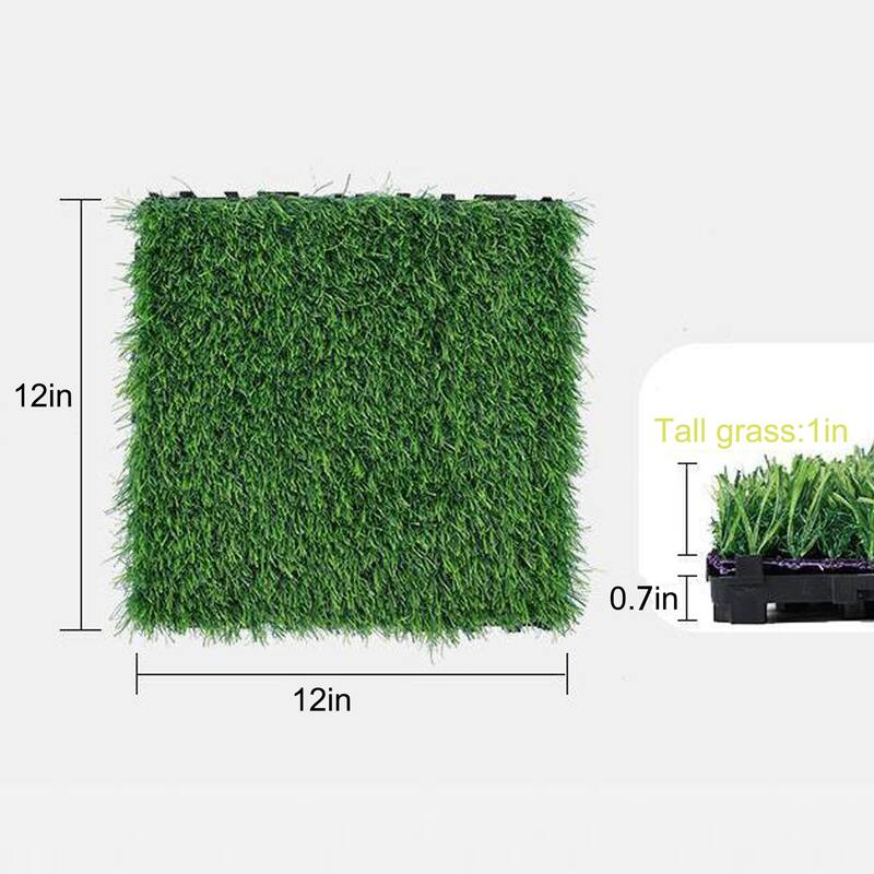 Artificial Lawn 36 PCS Interlocking Artificial Grass Tiles For Patio, Balcony, Backyard, Artificial Turf Floor