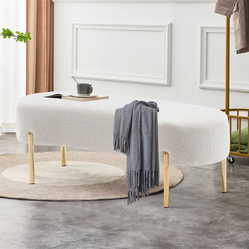 Ottoman Bench,upholstered bed bench Entryway Bench with Golden Metal Legs for Living Room - 45.7*15.4