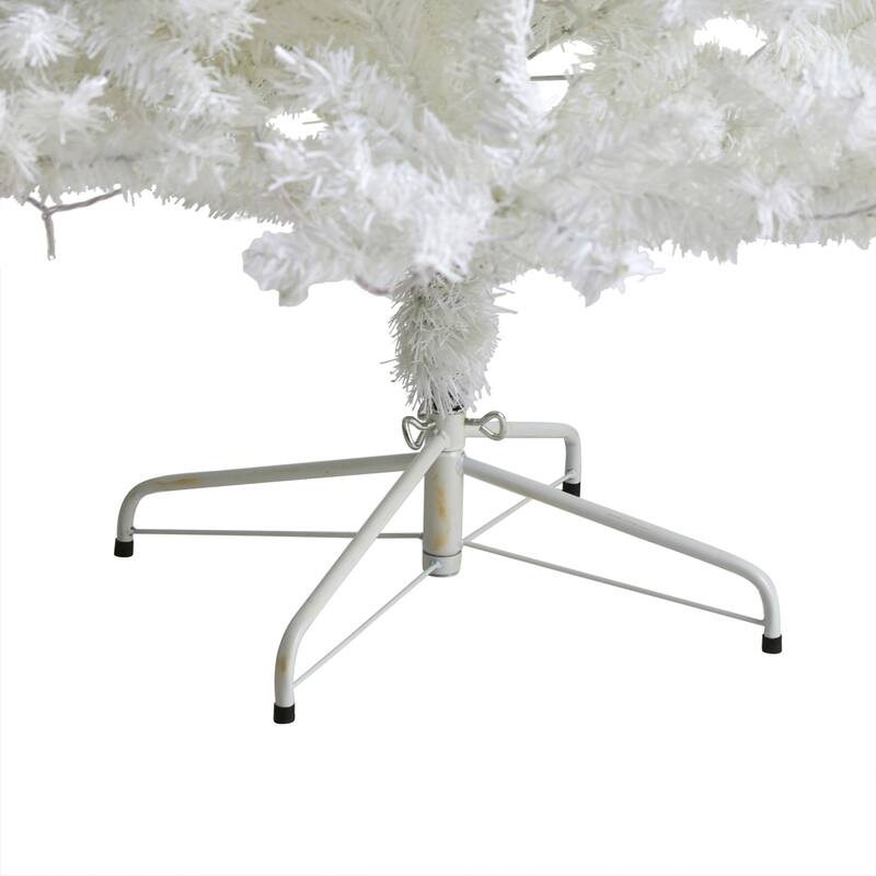 Snowy White Christmas Tree 7.5ft Pre-Lit - 400 Clear Lights, Bendable Branches, Holiday Decor - 90