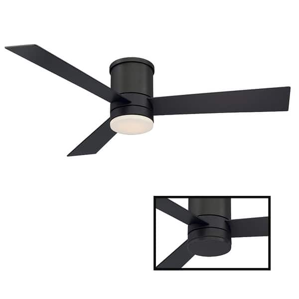 slide 2 of 25, Axis 52 Inch Three Speed Indoor / Outdoor Smart Flush Mount Ceiling Fan with Six Speed DC Motor and LED Light. Bronze