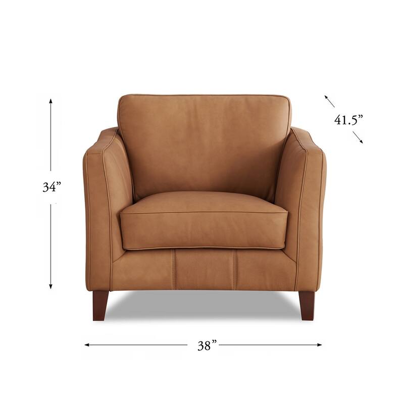Hydeline Aria Top Grain Leather Sofa and Chair Set with Feather Memory Foam and Springs