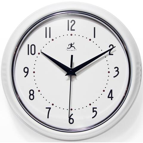 Round Retro Kitchen Wall Clock by Infinity Instruments - 9.5 x 3.25 x 9.5